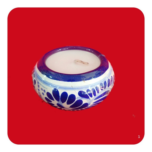 Imagen 3 de 6 de Set De 10 Velas Aromaticas Coco Con Talavera Poblana 8 Cm