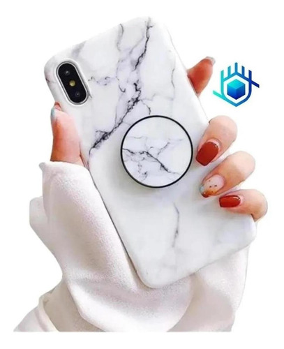 Funda Premium Para iPhone Marmol+ Soporte+ Mica Mujer Hombre