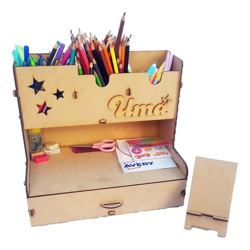 Imagen 4 de 6 de Organizador De Escritorio Y Cajon Fibrofacil + Porta Celular