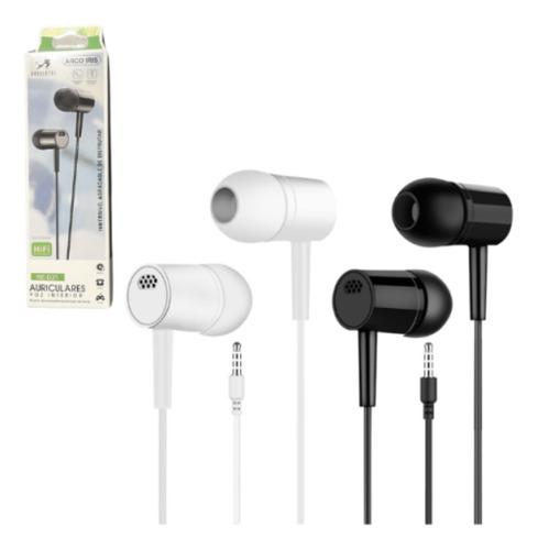Auricular In Ear Re-d21 Microfono Boton De Llamada Color Negro Luz Negro