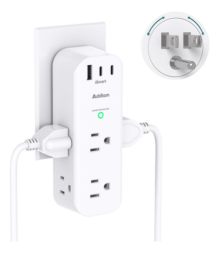 Extensor De Salida De Pared 6 Salidas 3 Puertos Usb Mmg