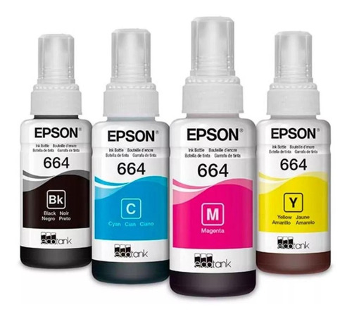 Kit 4 Tintas Epson 664 Original L380 L395 L495 L375 L 555