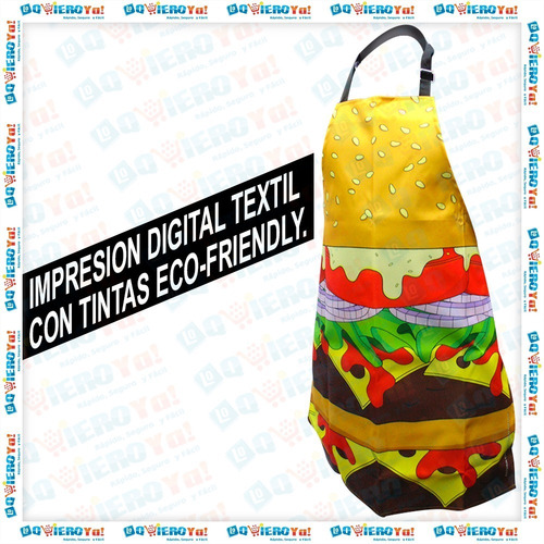 Imagen 5 de 10 de Delantal De Cocina Hamburguesa + Guante Manopla Hamburguesa
