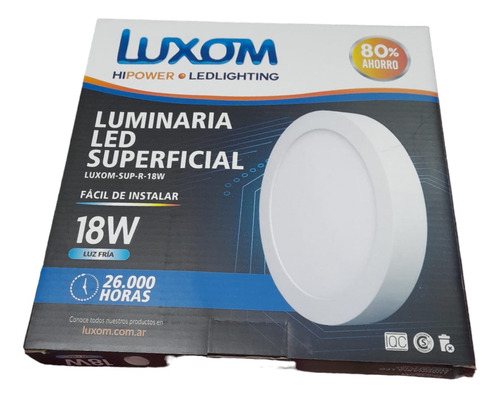 Plafón Led Superficial Redondo 18w Luz Fria