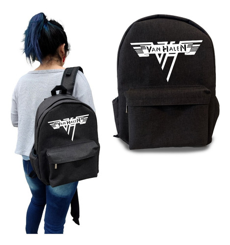 Mochila De Hear Rock Van Halen Negra Diseños Exclusivos 