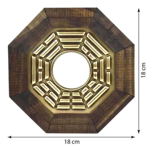 Quadro Feng Shui Baguá Céu Anterior Com Espelho 13cm