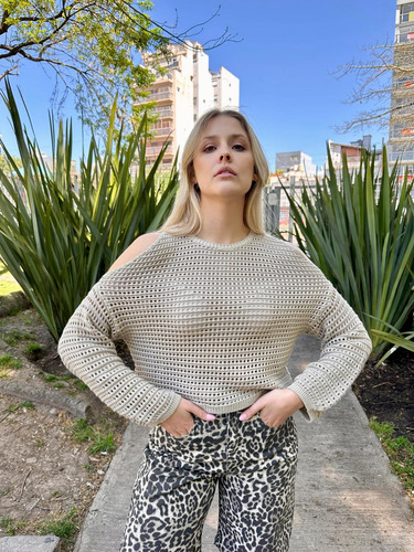 Sweater De Algodón Con Hombros Al Descubierto Mujer