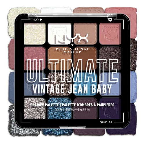  NYX Professional Makeup Ultimate paleta de sombras 16 tonos color vintage jean baby
