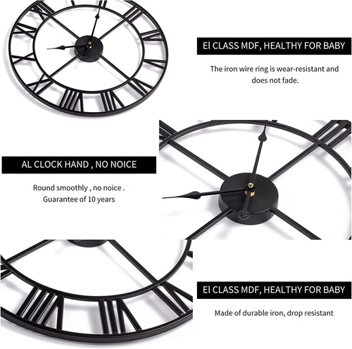 1st Owned Wall Clock, Metal, Roman Numerals, 45 Cm Aa