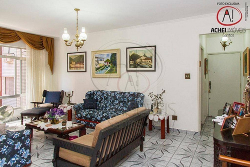 Apartamento À Venda, A 1 Quadra Da Praia Com 3 Dormitórios, 2 Vagas, 132 M² Por R$ 585.000 - José Menino - Santos/sp - Ap10375