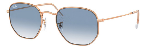 Óculos de sol Ray-ban Sun Hexagonal Xl, cor rosa com armação de metal padrão - Rb3548