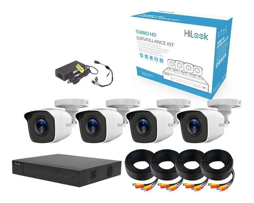 Kit 4 Camaras 2 Mpx Videovigilancia Dvr 4 Hilook Metal 1080p