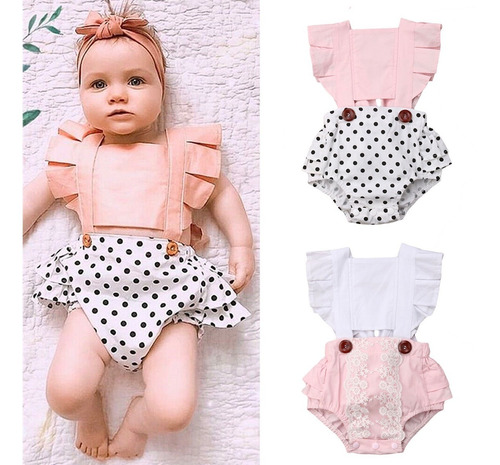 Romper Jumpsuit Bebé Niña Vestido Verano Manga De Olan