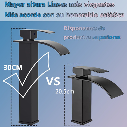 Grifo Mezclador Baño Llave Monomando Para Lavabo De Baño30cm Negro Negro/mate