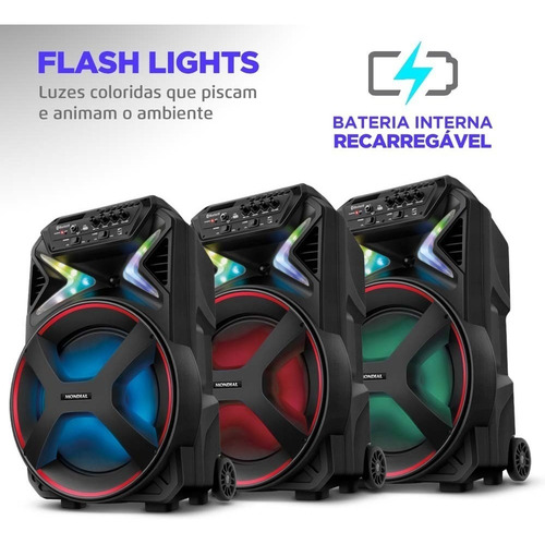 Caixa Amplificada Connect Lights Cm-400 Preta Mondial Bivolt Cor Preto 110V/220V