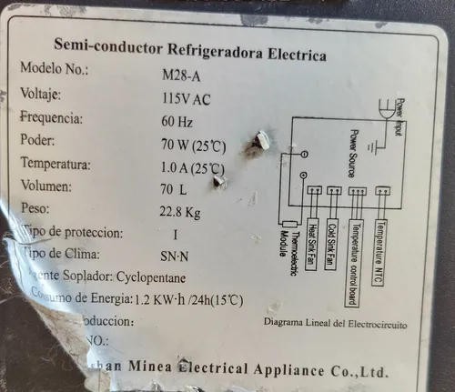 Nevera Porta Vinos Marca Bacco (Usado)