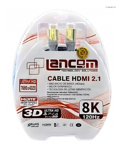 Cable Hdmi 8k 2.1 Lancom 1.80 Metros Ultra Hd