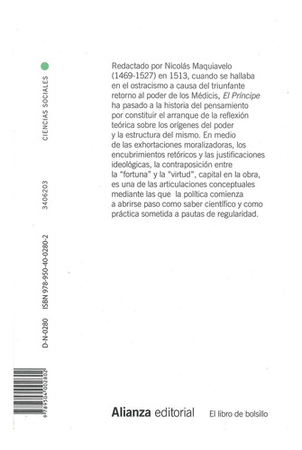 El Principe Nicolas Maquiavelo Alianza