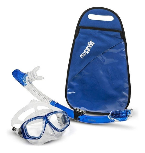 Visor Con Tubo Snorkel Mascara Profesional Kit Anti Fog Azul