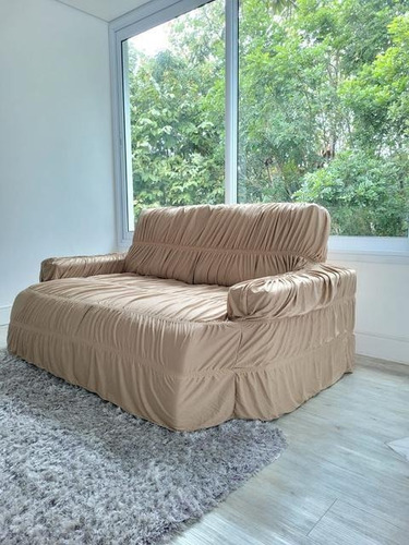 Capa De Sofa Extensiva 2 Lugares Belcapas Cor Kaki