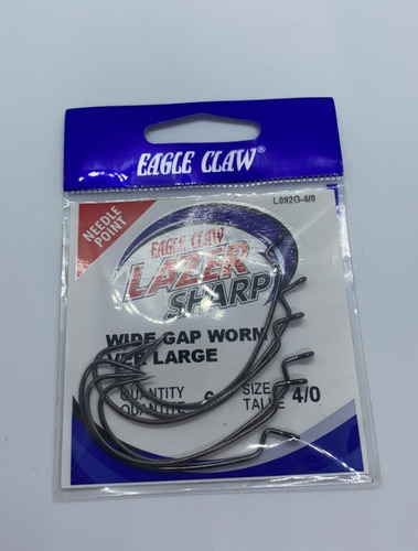 Pesca Anzuelo Sz 4/0 Wide Gap Worm Lombriz Caña Linea Bass