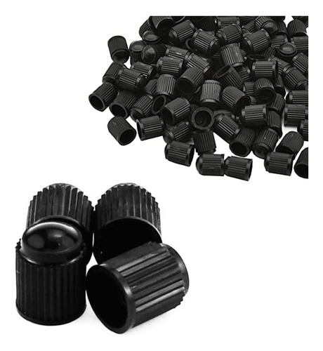 100 Tapones Plasticos Negro P Válvula Llanta Moto Auto Bici