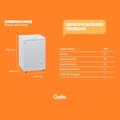 Imagen 4 de 10 de Freezer Horizontal De Pozo Gafa Eternity S120 112 Lts Outlet