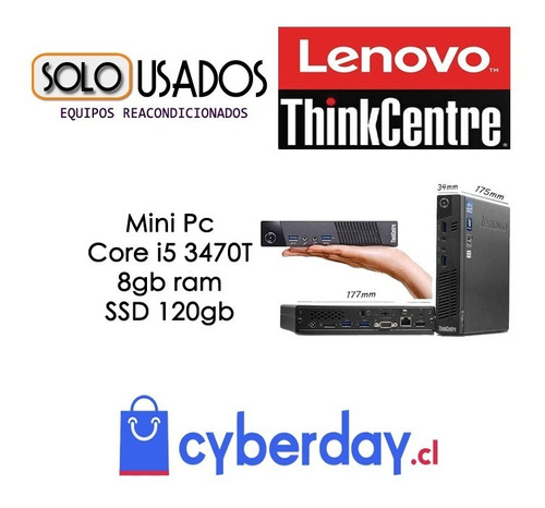 Potente Mini Pc : Lenovo Core I5 3ra Gen,8gb Ram, 120gb Ssd 