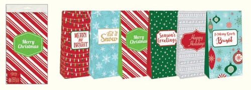 Paquetes De Bolsas Navideñas Para Dulces Con 8 Piezas Season´s Gretings