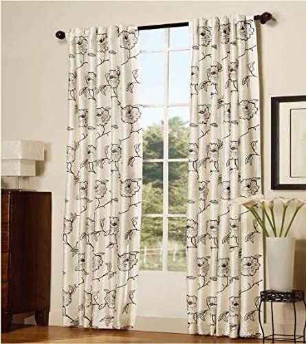 Serenta - Cortinas De Magnolia Bordadas  2 Unidades  53.9 X 