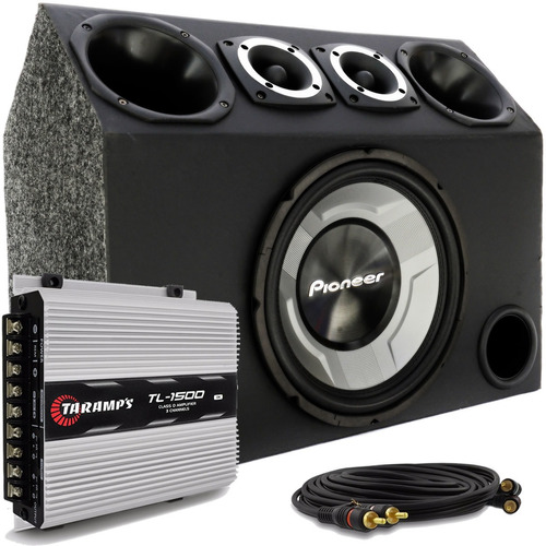 Caixa Trio Completa Sub 12 Pioneer + Modulo Taramps Tl 1500w