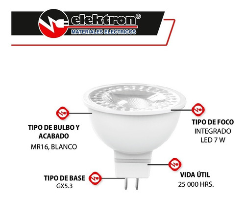 Imagen 4 de 7 de Foco Led Mr16 Tecnolite 7w 3000k Mr16d-led/001/30 Atenuable