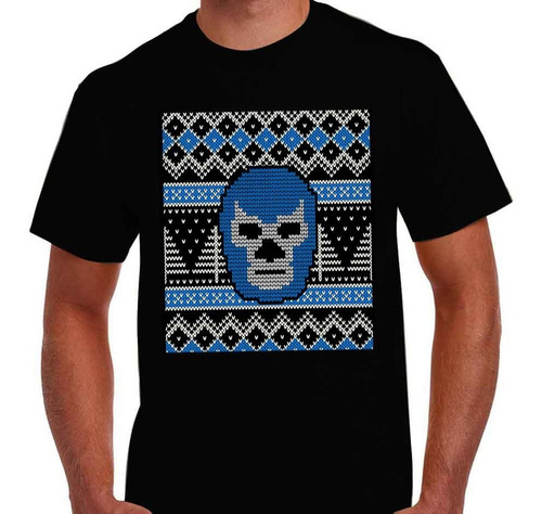 Playera Blue Demon Navideño Camiseta De Lucha Libre Mexicana