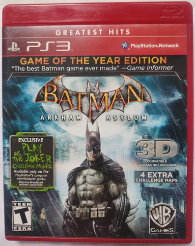 Batman Arkham Asylum Goty Original Playstation 3