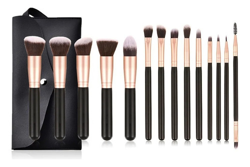 Pinceles Maquillaje Set 14 Brochas Rostro Ojos Con Estuche