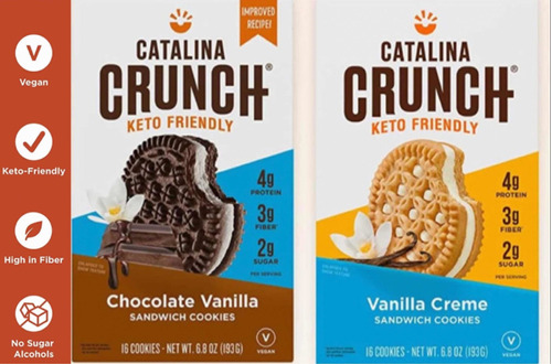 Galletas Catalina Crunch Sándwich Cetogenica Keto 2 Pack