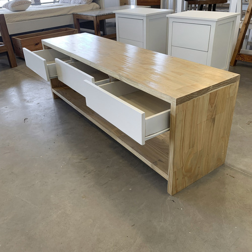 Mesa Mueble Rack De Tv Tablero Multilaminado Madera Pintada Marrón Claro