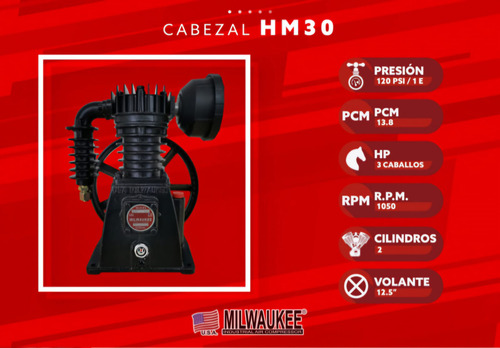 Cabezal Para Compresor Milwaukee 3 Hp 120 Psi