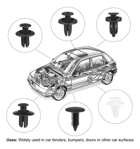 Set Clip Remache Plastico Sujecion Para Coche Broches Autos