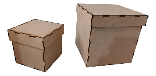 10 Cajas Cuadrada Con Tapa De 15x15x15 Cm En Madera Mdf 3mm