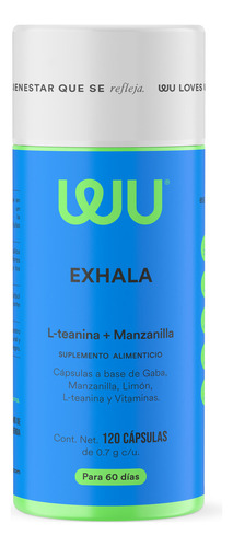 Exhala | Antiestrés | Wu | L-teanina + Manzanilla, 120 Capsulas Sin sabor