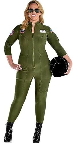 Disfraz De Top Gun Mujeres - Halloween, Verde Oliva, Ta...