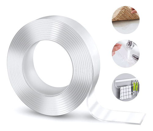 De 5 Mts + 1m Nanocinta Transparente Lavable De Doble Cara