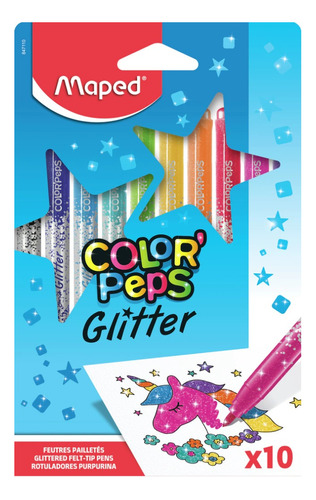 Marcadores Maped Colorpeps Glitter X10 Brillo 847110