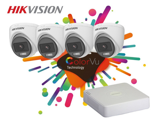 Kit 4 Camaras Domo Hikvision Colorvus 2.0mp 1080p Jwk