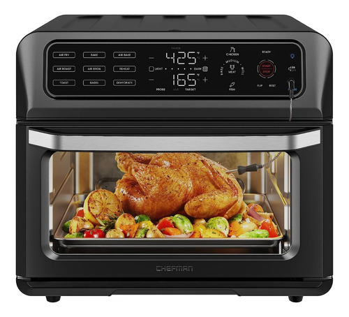 Chefman Rj50-sst2b Horno Tostador Freidora Aire + Termómetro