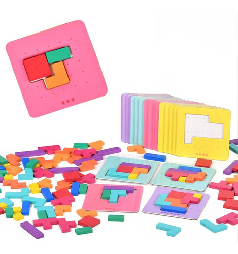 Tangram Matemáticos Niños Para De Tablero Bloques Juguetes