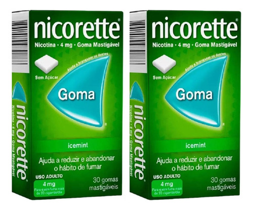 Nicorette 4mg Kit 60 Gomas Reduz Habito De Fumar Sabor Ice Mint