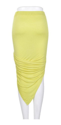 Lady Girl Wrap Draped Corte Oi Baixo Assimétrico Cintura Alt