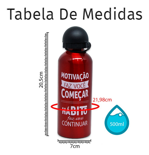 Imagem 4 de 5 de Squeeze Garrafa De Agua 500ml Frases Motivacional Academia